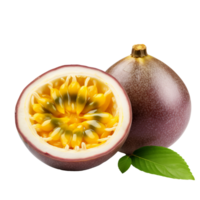 Vibrant passion fruit graphic with a detailed full body depiction, isolated on a clear, transparent background for versatile use. png