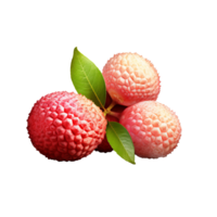 Lychee fruit with its full body displayed, including the skin and flesh, set against a clear transparent background. png