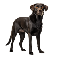A full-body image of a Labrador Retriever dog stands alert on a transparent background, showcasing its friendly demeanor. png