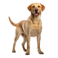 A full-body image of a Labrador Retriever dog standing, showcased on a clear transparent background, ideal for overlays and design use. png