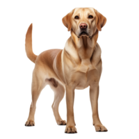 Labrador retriever stands in profile, showcasing its full body against a clear, transparent background. png