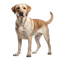 A full-body image of a Labrador Retriever dog standing alert on a transparent background, showcasing its friendly and loyal demeanor. png