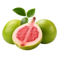 Whole guava fruit with visible texture and green color, isolated on a clear, transparent background. png