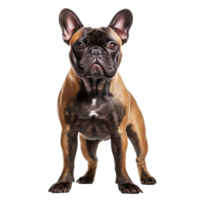 French bulldog in full view, standing on a transparent background, showcasing its compact body and distinctive bat-like ears. png