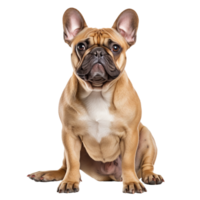French bulldog, full body depicted, stands on a clear, transparent background, showcasing its compact, muscular form and distinctive bat-like ears. png