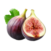 Fig fruit, ripe and detailed with a full body view, isolated on a clear transparent background for versatile use. png