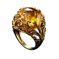 lindo amarelo fantasia anel, adornado com intrincado padrões, exibido em uma transparente fundo para uma mágico apelo. png