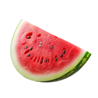 Watermelon with complete shape displayed against a see-through backdrop, vibrant red flesh and green rind visible. png