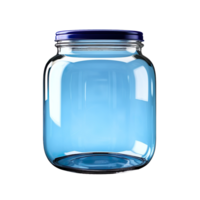 empty blue glass jar isolated on transparent background png
