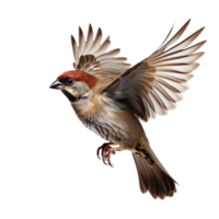 Flying Sparrow isolated on transparent background png
