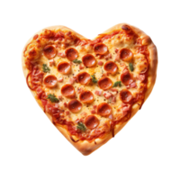 Heart shaped pizza isolated on transparent background png