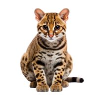 Ocelot sitting on ground isolated on transparent background png