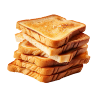 Pile of toasted bread slices isolated on transparent background png