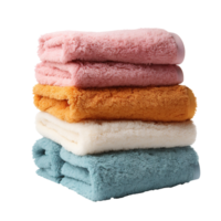 Pile of fluffy towels isolated on transparent background png