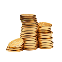 pile of gold coins isolated on transparent background png