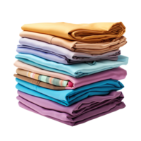 Stack of colorful folded shirts isolated on transparent background png