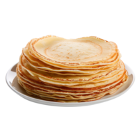 Stack of circle crepes in a plate isolated on transparent background png