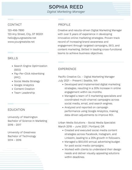 Digital Marketing Manager Resume