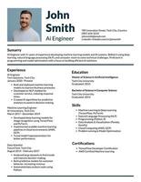 Ai Engineer Resume  template