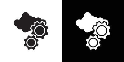 Cloud Data settings icon flat thin line illustration vector
