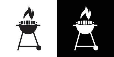 grill icon flat thin line illustration vector