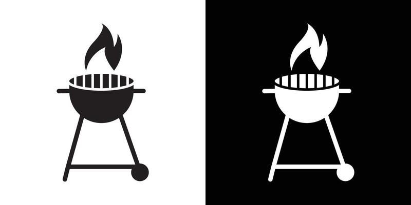 grill icon flat thin line illustration