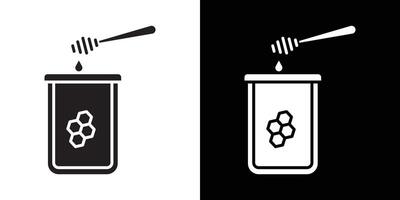 Honey jar with dipper icon flat thin line illustration vector