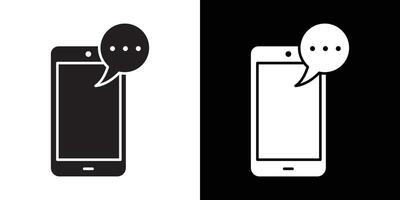 Message phone icon flat thin line illustration vector