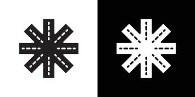 Multi level junction icon flat thin line illustration vector