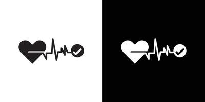 pulse heart check up icon flat thin line illustration vector