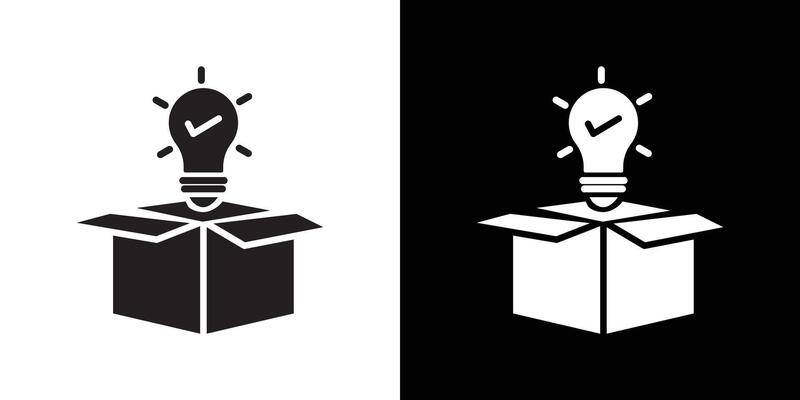 Think out of box idea icon flat thin line illustration