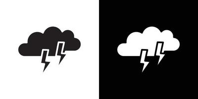Thunder lightning icon flat thin line illustration vector