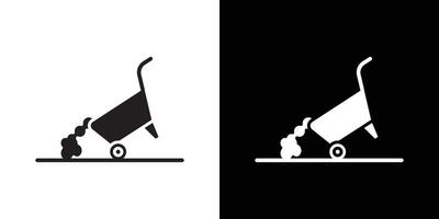 wheelbarrow unloading icon flat thin line illustration vector