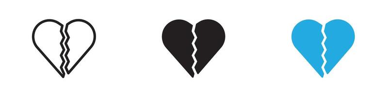Broken heart icon thin line illustration vector