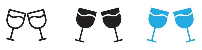 Clinking glasses icon thin line illustration vector