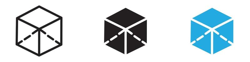 Cube icon thin line illustration vector