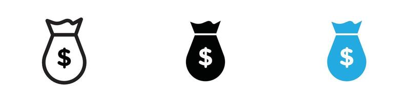 Money bag icon thin line illustration vector