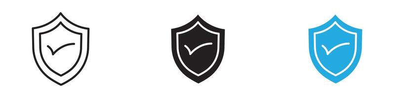 Shield check icon thin line illustration vector