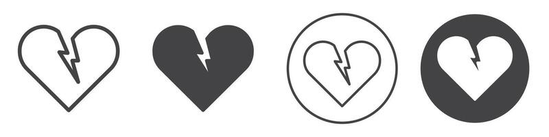 Broken heart icon thin line illustration vector