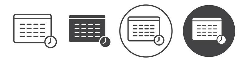 Calendar clock icon thin line illustration vector
