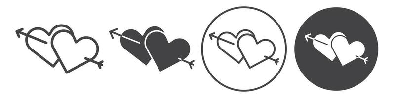 Heart with arrow icon thin line illustration vector