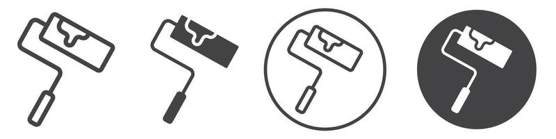 Paint roller icon thin line illustration vector