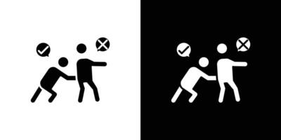 Man pushing another person icon linear logo isolated vector