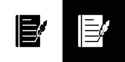 Quill pen and notebook page icon linear logo isolated vector