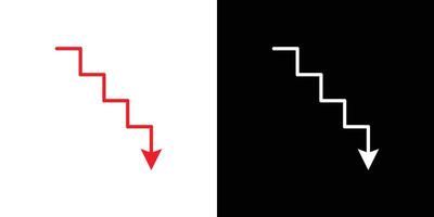 red Down arrow icon linear logo isolated vector