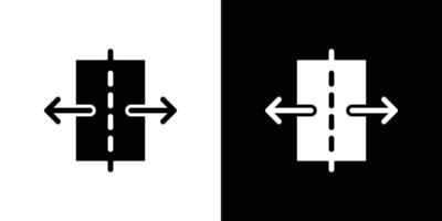 Separating arrow in two part icon linear logo isolated vector