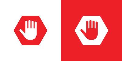 Stop sign with hand icon linear logo isolated vector