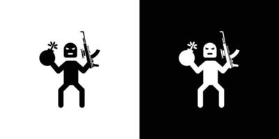 Terrorist with a bomb icon linear logo isolated vector