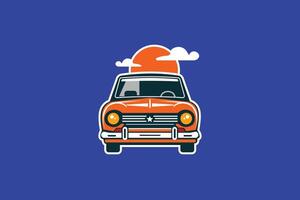 An orange car with a sun on top vector