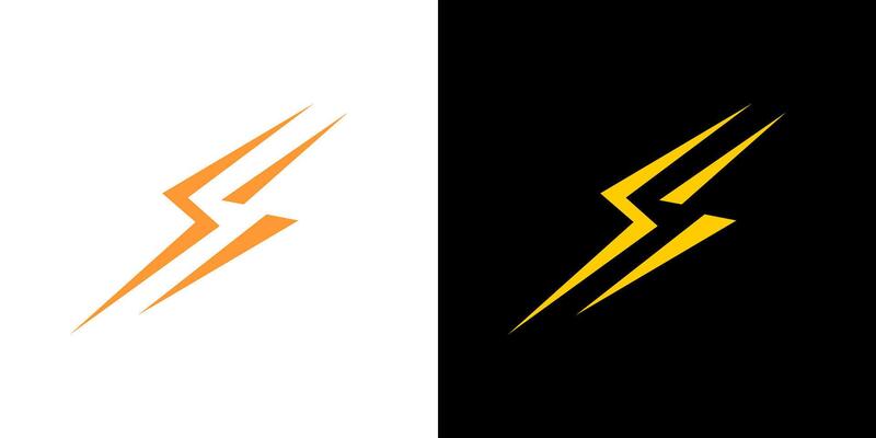 Lightning bolt thunder icon logo abstract volt electric isolated